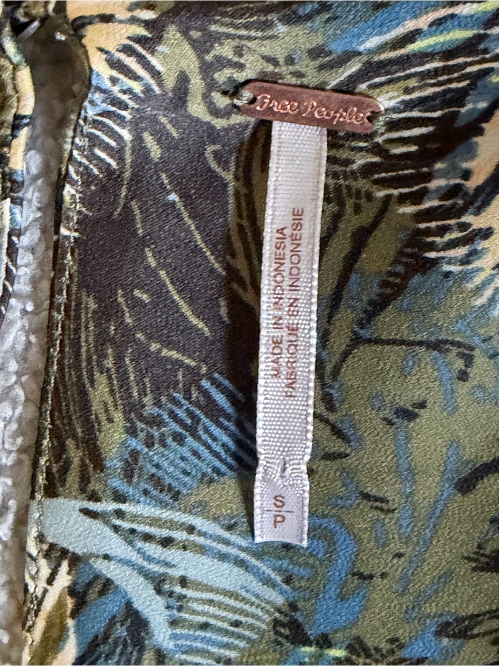 Free People Daydreamin Green + Yellow Botanical Floral Print Mini Dress, Size S - Picture 8 of 11